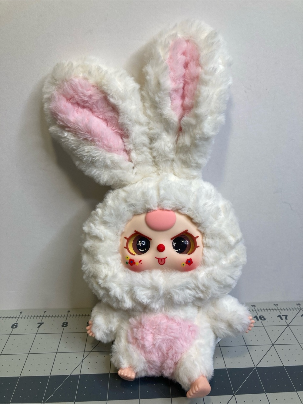 Baby Three Lily Rabbit Town Plush Blind Box White Pink Heart Angry Eyes